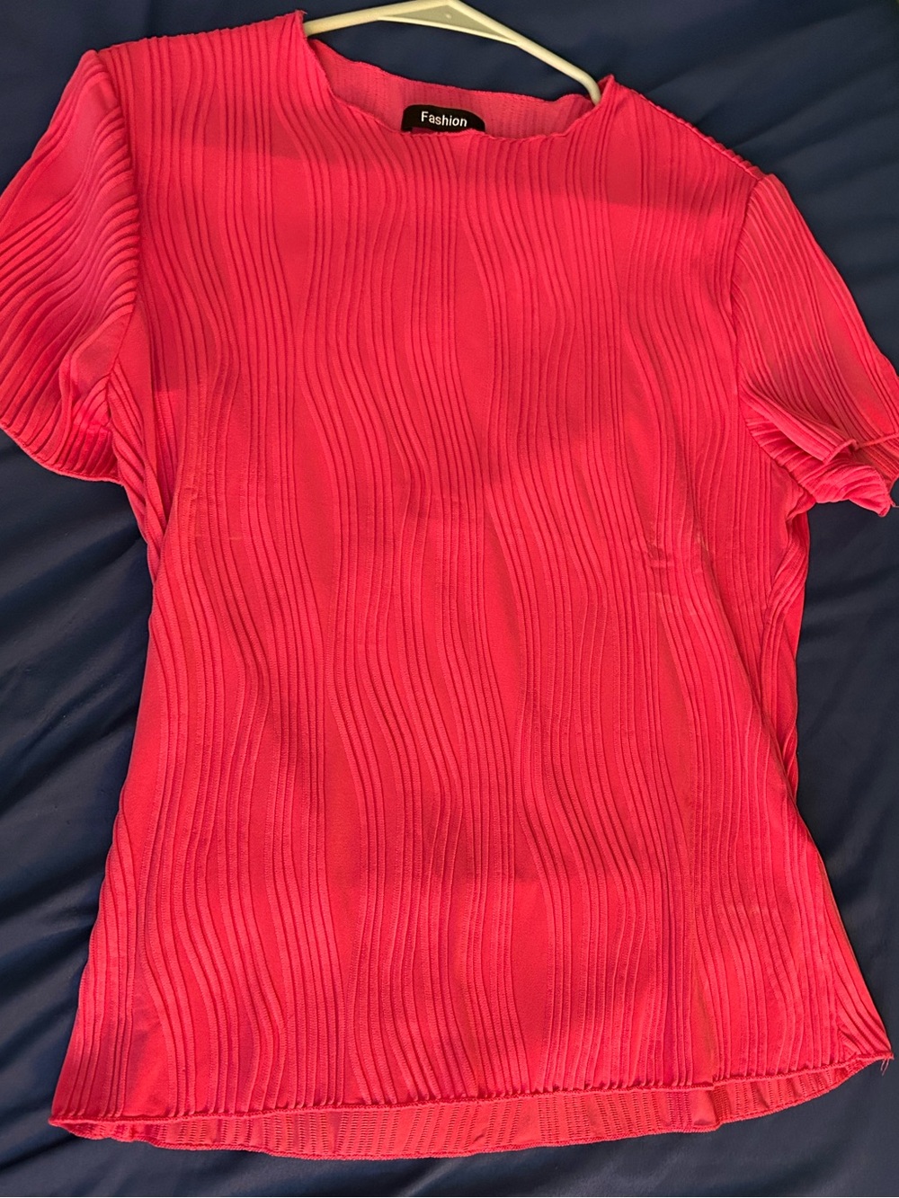 Hot Pink Textured Short Sleeve Top